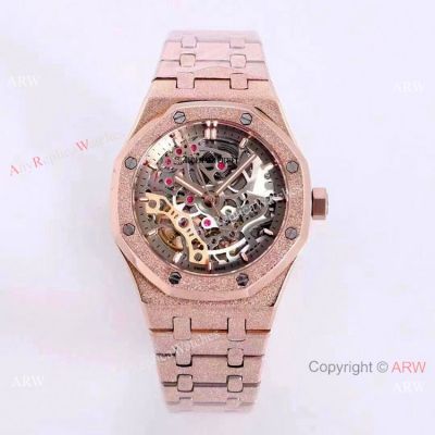 Copy Audemars Piguet Royal Oak Watches Frosted Gold Skeleton Face 40mm